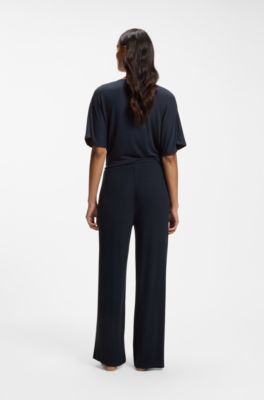 Ribbed-jersey pyjama bottoms with Double B monogram, Dark Blue