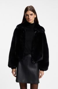 Soft faux-fur jacket with zip closure, Black