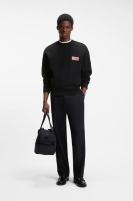 Relaxed-fit sweatshirt with digital print, Black