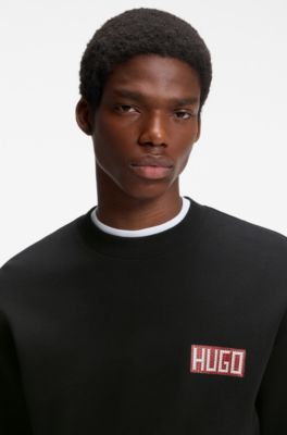 Relaxed-fit sweatshirt with digital print, Black