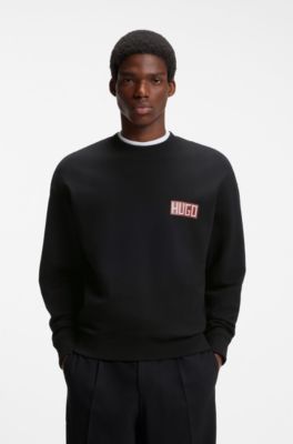Relaxed-fit sweatshirt with digital print, Black