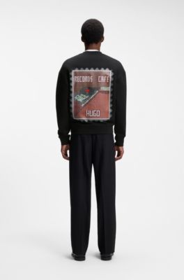Relaxed-fit sweatshirt with digital print, Black