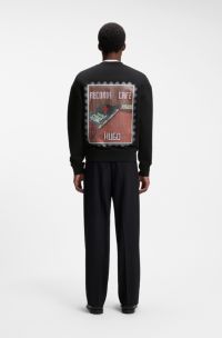 Relaxed-fit sweatshirt with digital print, Black