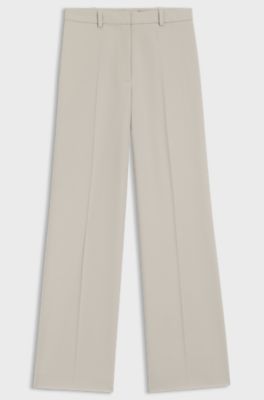 Regular-fit wide-leg trousers in stretch fabric, Light Grey
