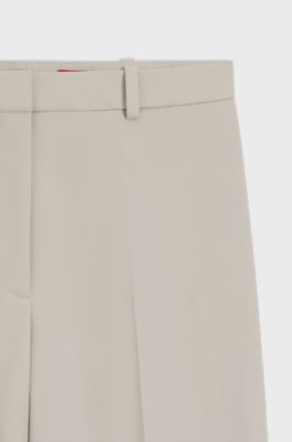Regular-fit wide-leg trousers in stretch fabric, Light Grey