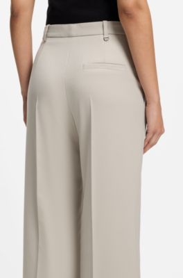 Regular-fit broek met wijde pijpen van stretchmateriaal, Lichtgrijs