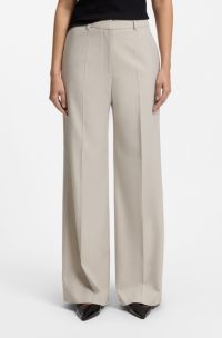 Regular-fit wide-leg trousers in stretch fabric, Light Grey