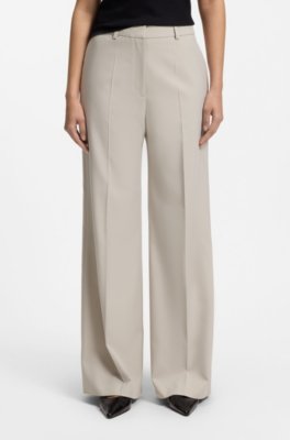 Regular-fit wide-leg trousers in stretch fabric