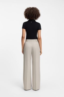 Regular-fit wide-leg trousers in stretch fabric, Light Grey