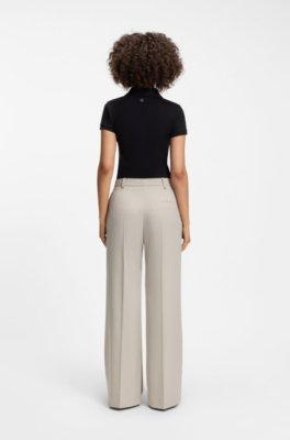 Hugo Regular-fit wide-leg trousers in stretch fabric kostymbyxor dam – bild 2