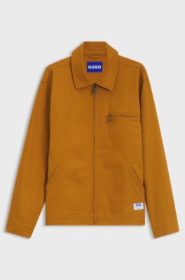 Stretch-cotton jacket with zipped chest pocket, Orange