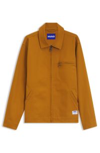 Stretch-cotton jacket with zipped chest pocket, Orange