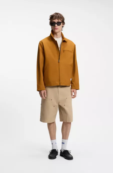 Stretch-cotton jacket with zipped chest pocket