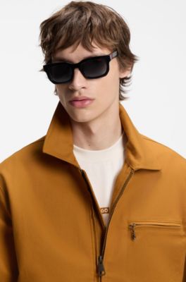 Stretch-cotton jacket with zipped chest pocket, Orange