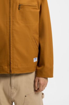 Stretch-cotton jacket with zipped chest pocket, Orange