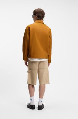 Stretch-cotton jacket with zipped chest pocket, Orange