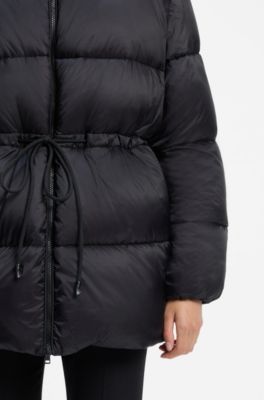 Relaxed-fit hooded puffer jacket in ripstop fabric, Black