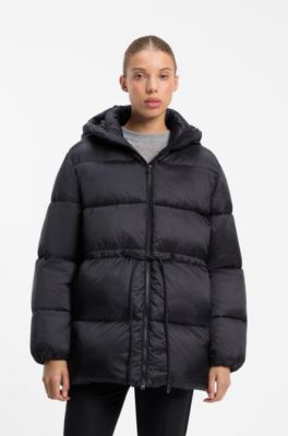 Relaxed-fit waterafstotend pufferjack, Zwart