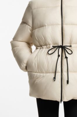 Relaxed-fit hooded puffer jacket in ripstop fabric, Natural