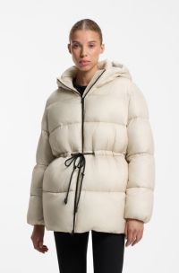 Relaxed-fit hooded puffer jacket in ripstop fabric, Natural