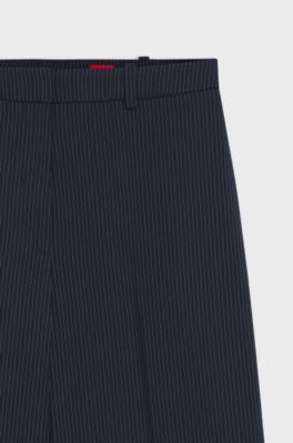 Regular-fit wide-leg trousers in pinstripe stretch fabric, Patterned