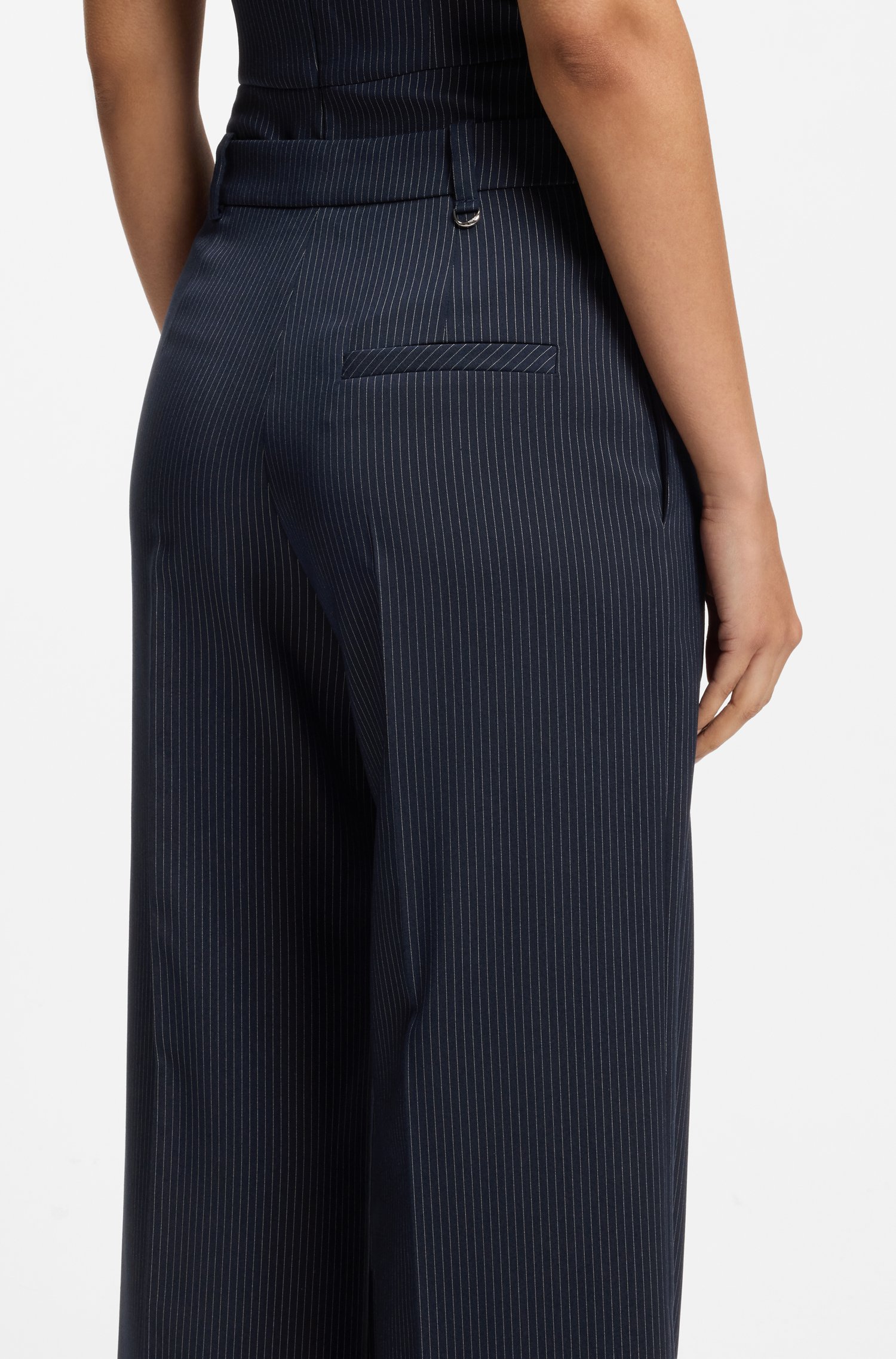 Hugo Regular-fit wide-leg trousers in pinstripe stretch fabric byxor dam – bild 3