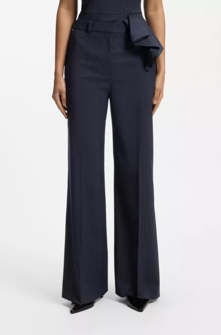 Regular-fit wide-leg trousers in pinstripe stretch fabric