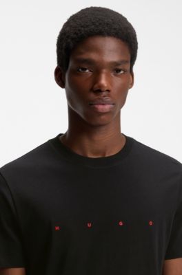 T-shirt in jersey di cotone con logo, Nero