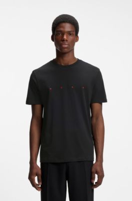 T-shirt van katoenen jersey met logodetail, Zwart