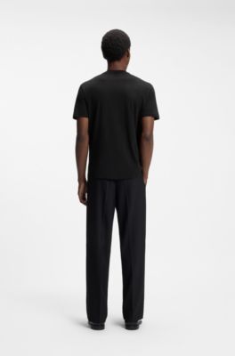 Cotton-jersey T-shirt with logo detail, Black