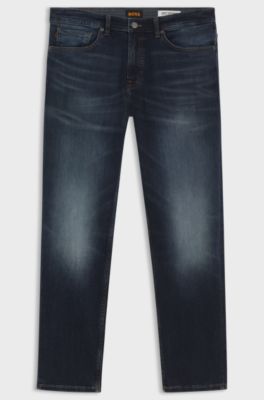 Maine Regular-fit blue-black jeans in soft motion denim, Dark Blue
