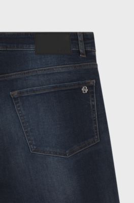 Maine Regular-fit blue-black jeans in soft motion denim, Dark Blue