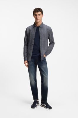 Maine Regular-fit blue-black jeans in soft motion denim, Dark Blue