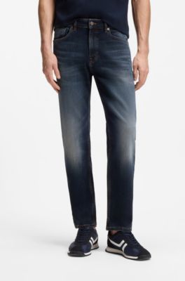 Maine Regular-fit blue-black jeans in soft motion denim, Dark Blue