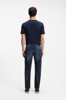 Maine Regular-fit blue-black jeans in soft motion denim, Dark Blue