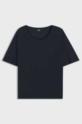 Ribbed-jersey pyjama top with Double B monogram, Dark Blue