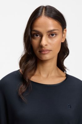 Ribbed-jersey pyjama top with Double B monogram, Dark Blue