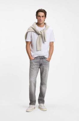 Maine regular-fit jeans in grey comfort-stretch denim, Light Grey