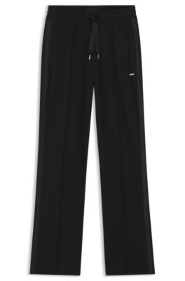 Straight-leg loungewear trousers with monogram details, Black