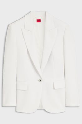 Regular-fit blazer with metal button, White