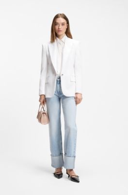 Regular-fit blazer with metal button, Natural