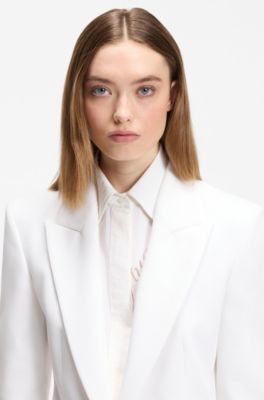 Regular-fit blazer with metal button, White