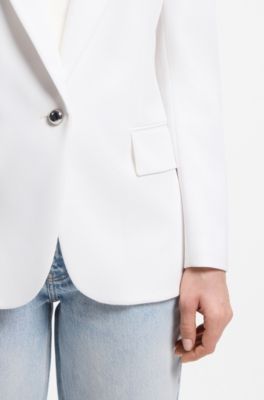 Blazer regular fit con bottone in metallo, Bianco