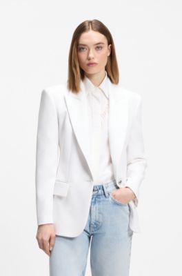 Blazer regular fit con bottone in metallo, Bianco