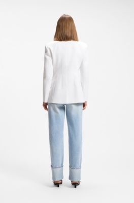 Regular-fit blazer with metal button, Natural