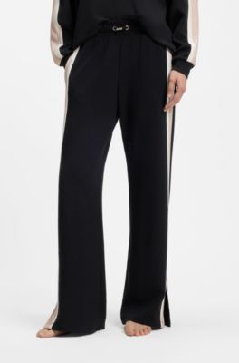 Pantalon de surv&ecirc;tement avec bandes contrastantes sur les coutures lat&eacute;rales, Noir