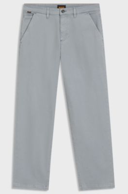 Tapered-fit jeans in stretch cotton, Light Grey