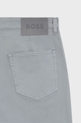 Tapered-fit jeans in stretch cotton, Light Grey