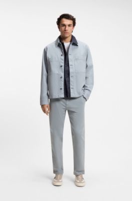 Tapered-fit jeans in stretch cotton, Light Grey