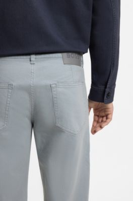 Tapered-fit jeans in stretch cotton, Light Grey